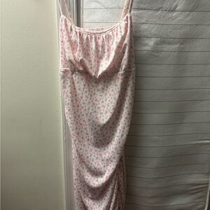 SHEIN Pink and White Floral Midi Dress